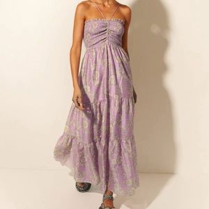 NWT Size US 8, Kivari Lilac Smocked Tiered Maxi